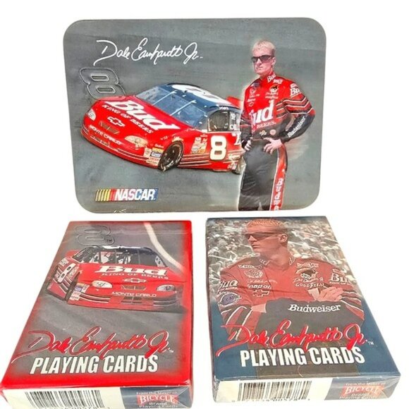 Nascar Dale Earnhardt Jr Playing Cards Collectors Tin Vintage 2002 Sportscar Fan - Picture 1 of 15